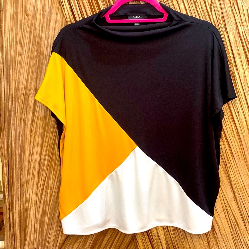 Alfani color block knit blouse